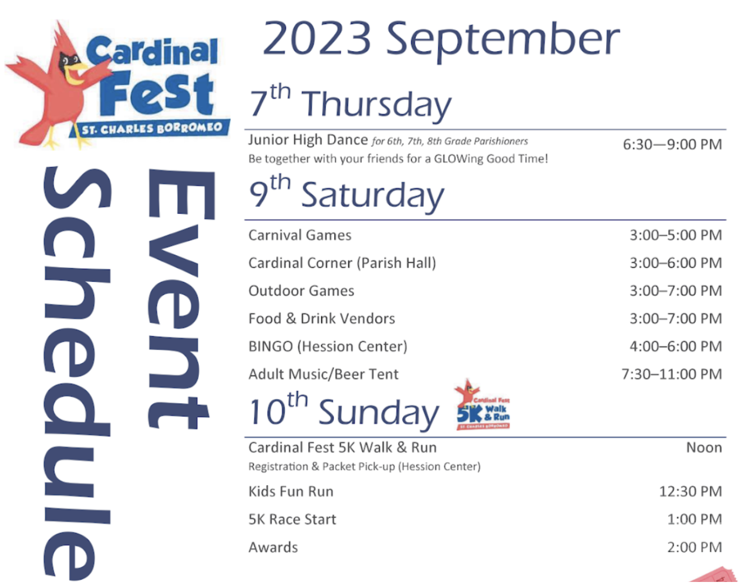 CardinalFest September 7-9-10, 2023